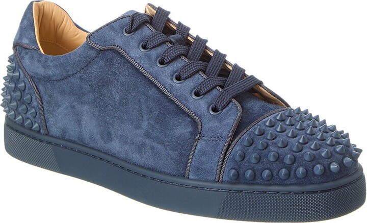 Christian Louboutin Varsijunior Leather-trimmed Embroidered Denim Sneakers - Men - Blue Sneakers - EU 43.5