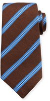 Thumbnail for your product : Kiton Wide Stripe Silk Tie, Brown/Blue