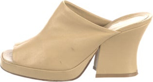 Bottega Veneta Leather Slides Neutrals Platform Designer