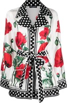 Graphic-Print Long-Sleeve Blouse 