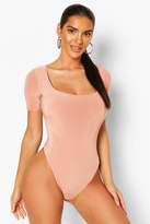Thumbnail for your product : boohoo Double Layer Slinky Square Neck Bodysuit