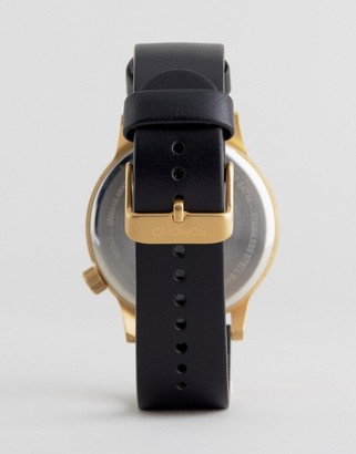 Komono Winston Regal Leather Watch In Black/Gold