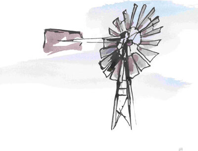 Windmill VIII - by Chris Paschke Wrapped Canvas Painting