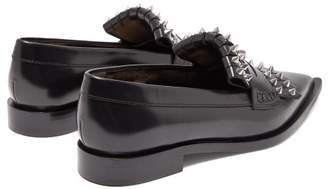 Alexander McQueen Studded Point-toe Leather Loafers - Womens - Black Silver