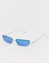 Thumbnail for your product : ASOS Edition DESIGN rimless narrow fashion glasses with silver mirrored lens