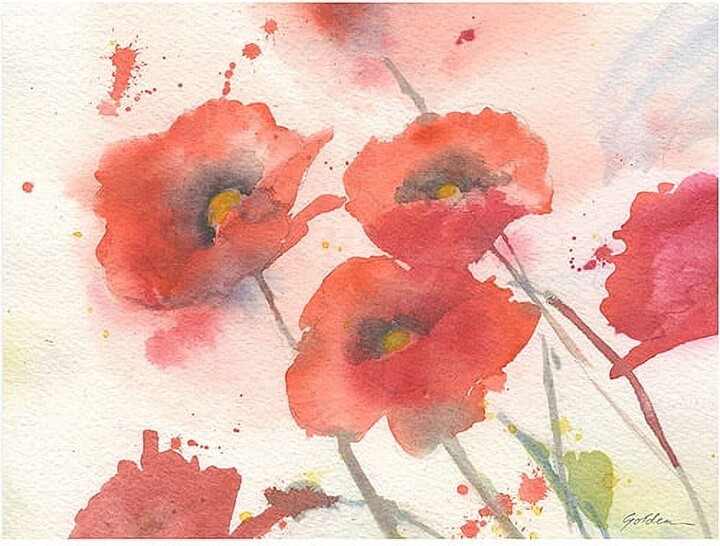 Trademark Fine Art Shelia Golden 'Swaying Red Poppies' Canvas Art 35x47 Inches (SG0459-C3547GG)