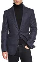 Thumbnail for your product : Tom Ford Windowpane-Plaid Cardigan Jacket, Navy
