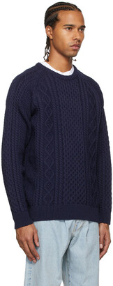 Noah Navy Wool Fisherman Sweater - ShopStyle Knitwear