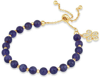 Fine Jewelry Genuine Purple Amethyst 18K Gold Over Silver Bolo Bracelet