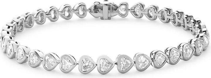 Pragnell 18kt White Gold Heart-Shaped Diamond Line Bracelet