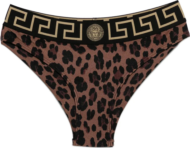 Versace Leopard-Print Bikini Bottoms