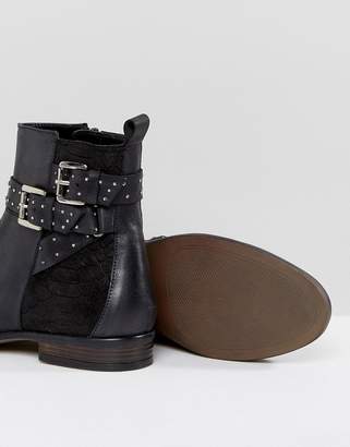 Rule London Stud Strap Flat Leather Boot