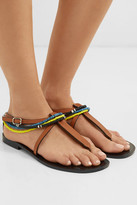 Thumbnail for your product : Loewe Paula's Ibiza Embellished Leather Sandals - Tan