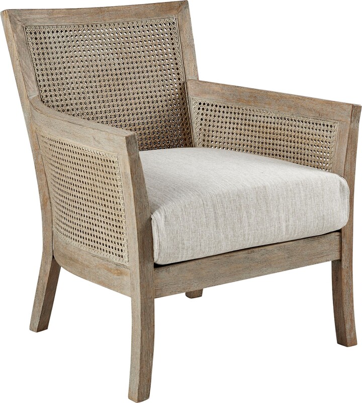 Diedra Reclaimed Natural Solid Wood and Rattan Accent Chair