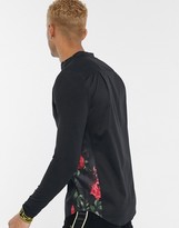 Thumbnail for your product : SikSilk long sleeve shirt in black with floral panels