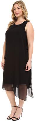 Vince Camuto Specialty Size Plus Size Sleeveless Dress with Asymmetrical Chiffon Overlay