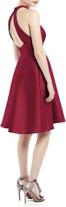 Alfred Sung Halter Style Satin Twill Cocktail Dress