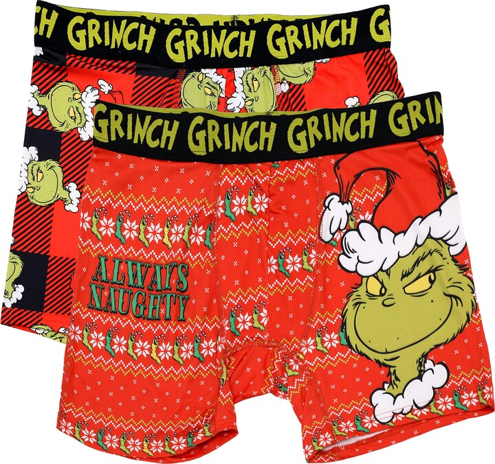 Dr. Seuss Mens The Grinch Boxer Briefs Merry Grinchmas Novelty