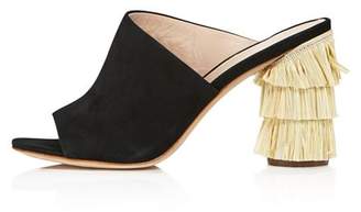 Pour La Victoire Women's Hettie Nubuck Leather & Raffia High-Heel Slide Sandals