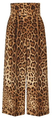 Dolce & Gabbana High-waisted Leopard-print Wool-blend Culottes - Womens - Leopard
