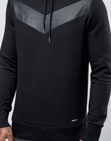 Thumbnail for your product : Diesel Hoodie S-Mangala-Lth Leather Chevron in Black