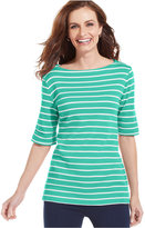 Thumbnail for your product : Karen Scott Petite Elbow-Sleeve Striped Top Web ID: 2209920