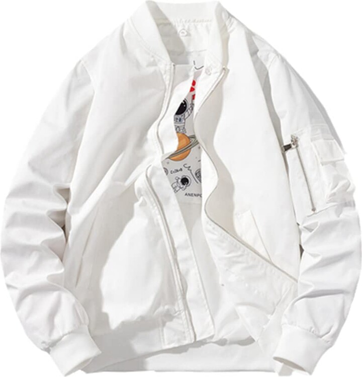 Fashion White Windbreaker Jackets JUZHIJIA Men Bomber Jacket