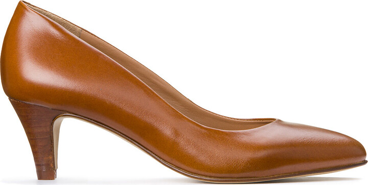 cognac chunky heels