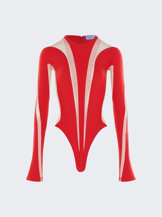Thierry Mugler Long-sleeve Sheer Panel Bodysuit