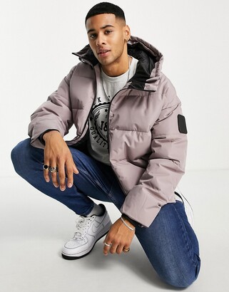 Jack and Jones Core puffer with heated liner jacket in light mauve -  ShopStyle