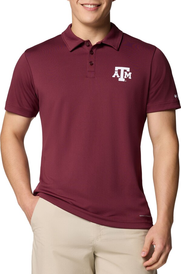 Columbia Men's Texas A&M Aggies Deep Maroon Fair Catch Polo, Large, Red