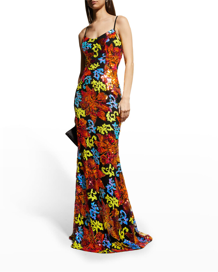 Ensemble @ Kaleidoscope Taille 10 Rose Multi Print Maxi Dress Sequin Trim £ 64 