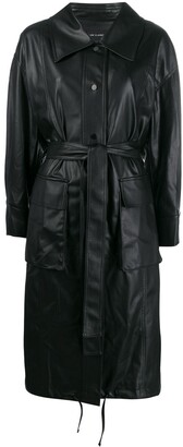 Low Classic Belted Faux Leather Trench