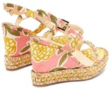 Thumbnail for your product : Christian Louboutin Pyraclou 110 Studded-satin Wedge Sandals - Multi
