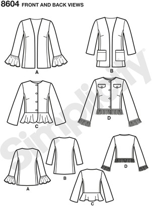 Simplicity Women's Lined Jacket Sewing Pattern, 8604