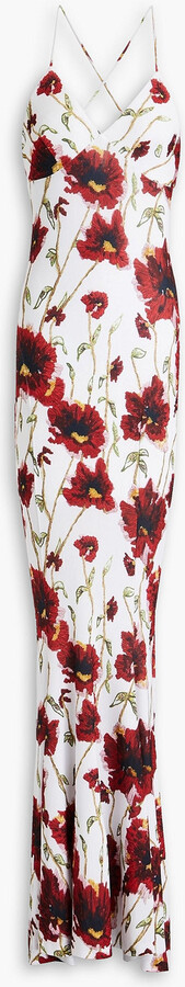 Norma Kamali Floral-print stretch-jersey gown