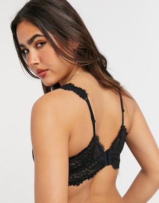 aerie romantic plunge bralette with removable padding in black