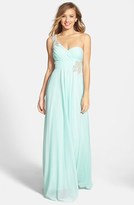 Thumbnail for your product : Sequin Hearts Embellished One-Shoulder Gown (Juniors)