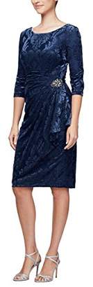 Alex Evenings Women's Velvet Dress with Sleeve and Hip Detail (Regular and Petite)