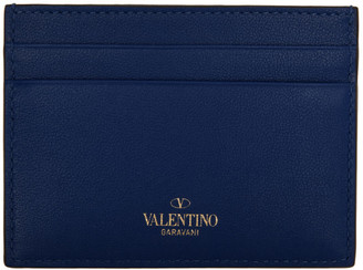 Valentino Blue Garavani Rockstud Card Holder