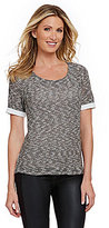 Thumbnail for your product : Gibson & Latimer Mixed-Media Short-Sleeve Blouse