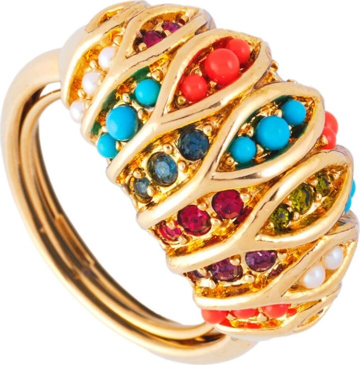 Susan Caplan Vintage 1980s Vintage D'Orlan Colourful Ring