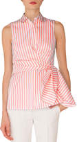 Thumbnail for your product : Akris Punto Sleeveless Kent-Collar Wrap-Detail Striped Shirt