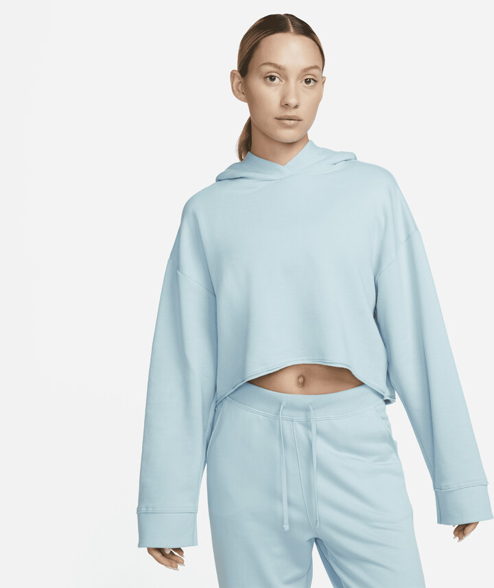 Nike Women's Yoga Luxe Cropped Fleece Hoodie in Blue ShopStyle