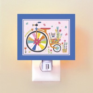Oopsy Daisy Fine Art For Kids Kitty Bicycle by Irene Chan Canvas Night Light