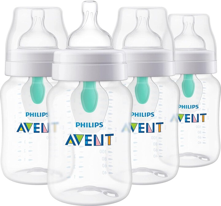 Avent Naturally Anti-colic Baby Bottle With AirFree Vent, 9oz, 4pk, Clear