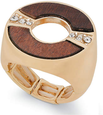 Thalia Sodi Gold-Tone Crystal & Wood Stretch Ring, Created for Macy's