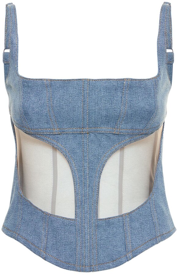bustier Corset femme bustier jeans effet burlesque ceinture neuf DL-949 