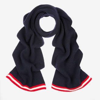 Bally Ribbed Wool Scarf Blue, Men's wool scarf in blue navy