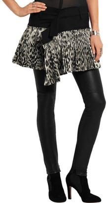 Haider Ackermann Stretch-Wool And Leopard-Print Silk-Blend Wrap Mini Skirt